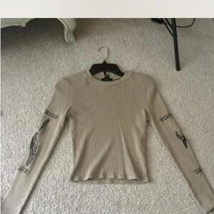 Forever 21 Taupe Long Sleeve Ribbed Tee